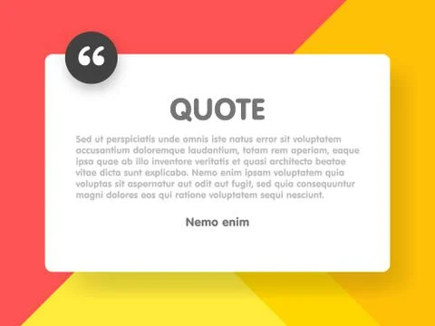 Material design style background and quote rectangle with sample text informa Stock Illustration