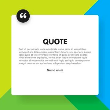 Material design style background and quote rectangle with sample text informa Stock Illustration