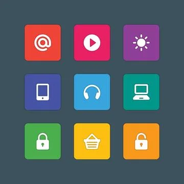 Material design style icons vector sign and symbols Stock Illustration