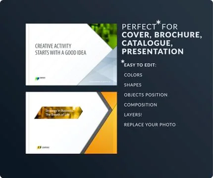 Material design style presentation template with colourful rectangles shadows Illustrazione stock