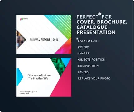 Material design style presentation template with colourful rectangles shadows 스톡 일러스트