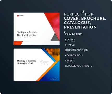 Material design style presentation template with colourful rectangles shadows Stock Illustration