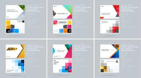 Material design style presentation template with colourful rectangles shadows 스톡 일러스트