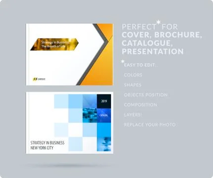 Material design style presentation template with colourful rectangles shadows 스톡 일러스트