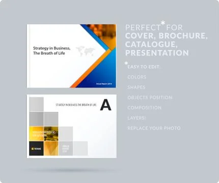 Material design style presentation template with colourful rectangles shadows 스톡 일러스트