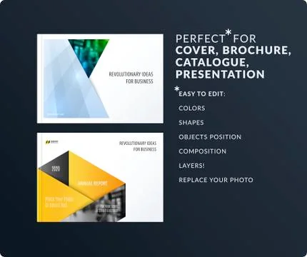 Material design style presentation template with colourful rectangles shadows Stock Illustration