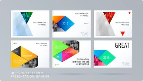 Material design style presentation template with colourful rectangles shadows 스톡 일러스트