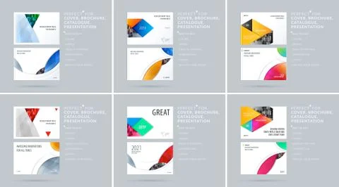 Material design style presentation template with colourful rectangles shadows Stock Illustration