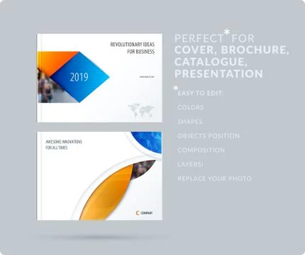 Material design style presentation template with colourful rectangles shadows 스톡 일러스트