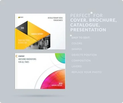 Material design style presentation template with colourful rectangles shadows Stock Illustration