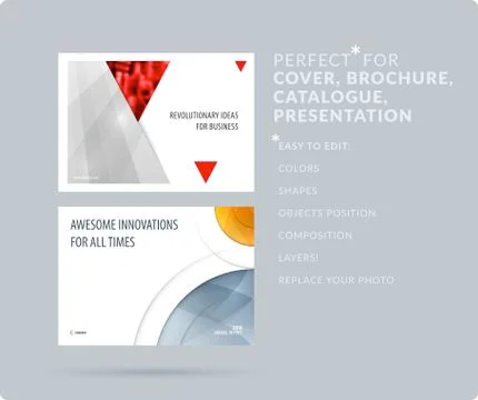 Material design style presentation template with colourful rectangles shadows Stock Illustration