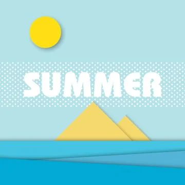 Material design style summer landscape vector illustration. Holiday tropical Stock Illustration