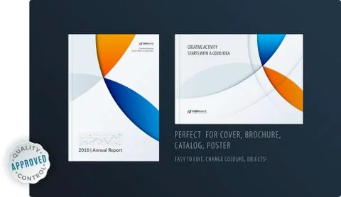 Material design template with colourful circles intersections. Creative abstract Stock Illustration