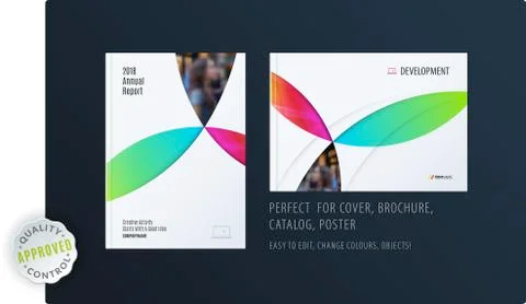 Material design template with colourful circles intersections. Creative abstract Stock Illustration