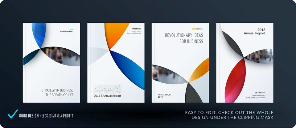 Material design template with colourful circles intersections. Creative abstract Stockillustratie
