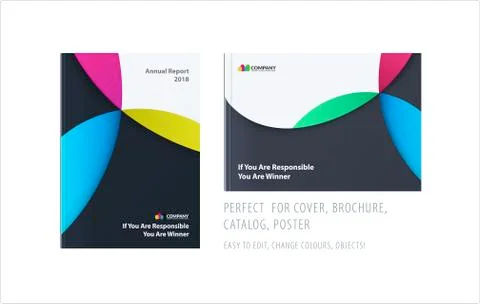 Material design template with colourful circles intersections. Creative abstract Stockillustratie