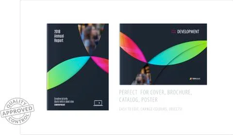 Material design template with colourful circles intersections. Creative abstract Stock Illustration