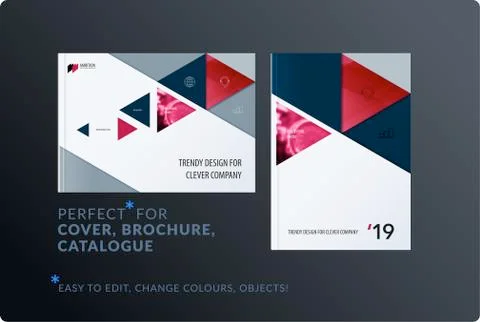 Material design template. Creative colourful abstract brochure set, annual Illustrazione stock