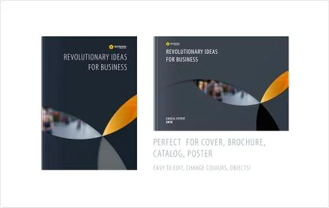 Material design template with yellow grey colourful circles intersections Stockillustratie