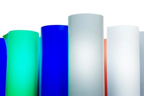 Material for designers. Plotter self-adhesive multi-colored film for printing Stock Photos