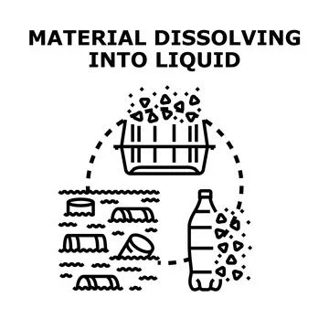 Material dissolving into liquid concept vector Ilustración de archivo