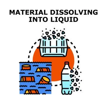 Material dissolving into liquid concept vector Stock Illustration