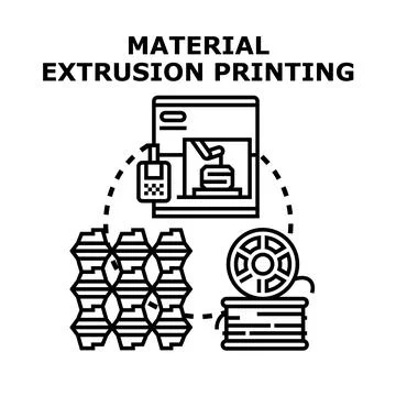 Material extrusion printing process creating three dimensional objects Illustrazione stock