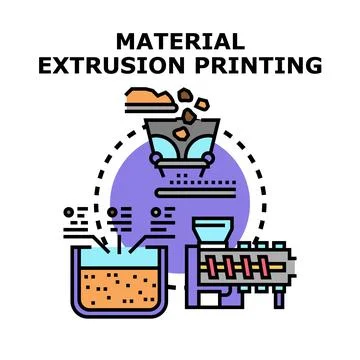 Material extrusion printing process creating 3d objects Illustrazione stock