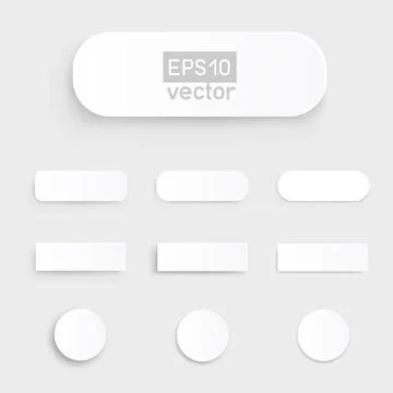 Material flat white button design Stock Illustration