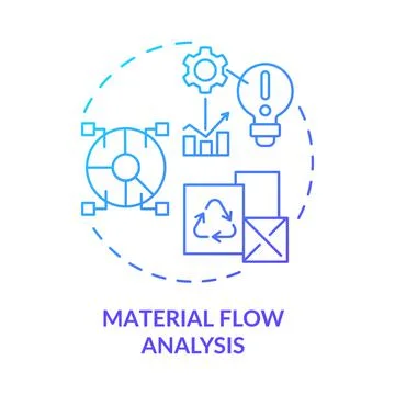 Material flow analysis blue gradient concept icon Stock Illustration