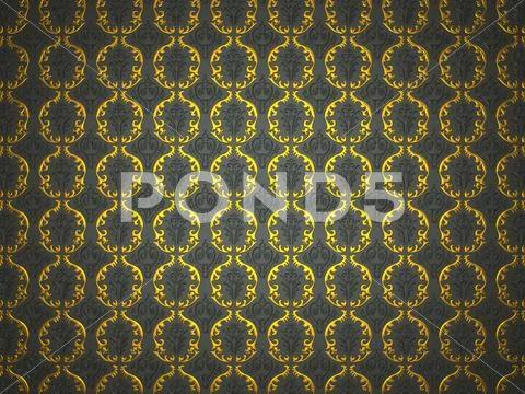 Material with golden and black victorian ornament Stock Photos