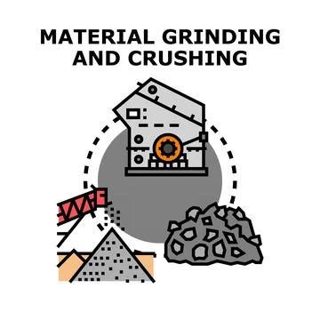 Material grinding and crushing process with industrial machinery イラスト素材