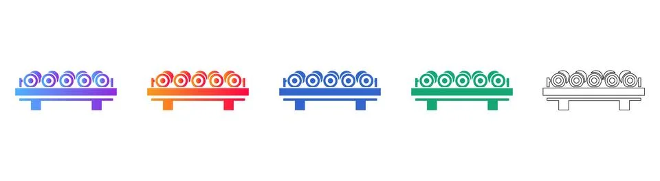 Material Handling Roller Icons Set Stock Illustration