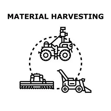 Material harvesting process using industrial agricultural machinery Stock Illustration