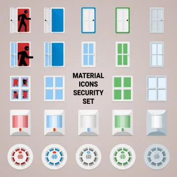 Material icons security set Stock Illustration