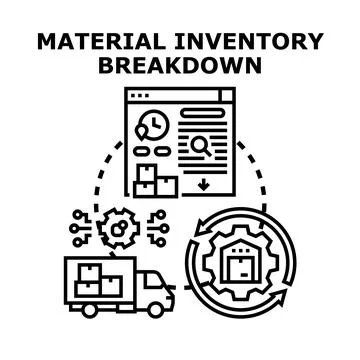 Material inventory breakdown concept for supply chain management Stock Illustration