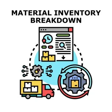 Material inventory breakdown concept for supply chain management Stock Illustration