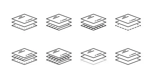 Material layer icon, waterproof fabric layer stack 스톡 일러스트