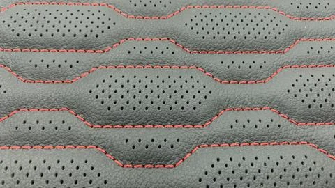 Material leather texture. Thread and perforated pattern Stock Photos