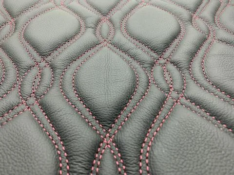 Material leather texture. Thread pattern on the black leather. Stock Photos