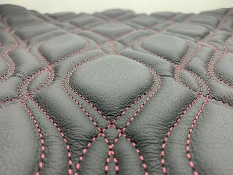 Material leather texture. Thread pattern on the black leather. Foto stock
