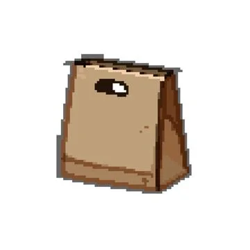 Material paper lunch bag pixel art vector illustration Stock Illustration