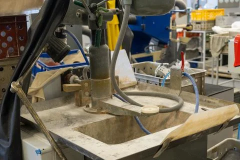 Material processing equipment installed in plant workshop Stock Photos