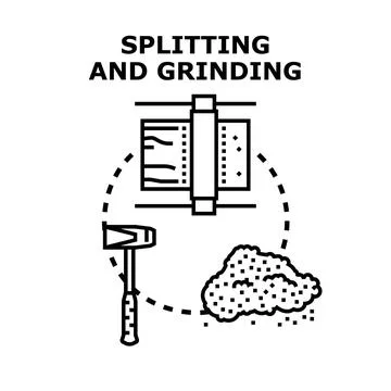 Material processing splitting and grinding industrial concept Stock Illustration