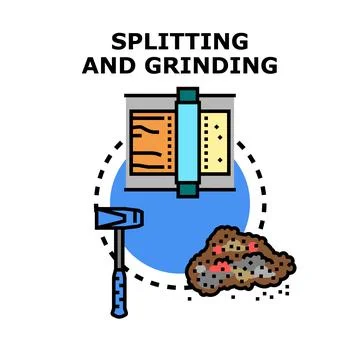 Material processing splitting and grinding industrial concept Stock Illustration