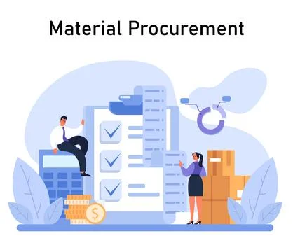 Material Procurement process concept. Flat vector illustration Stock Illustration