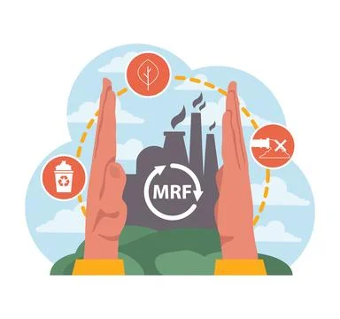 Material Recovery Facility focus. Flat vector illustration 스톡 일러스트