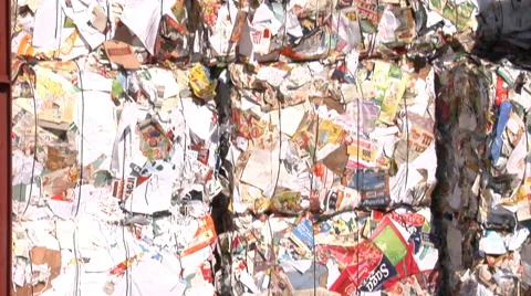 Material Recovery Facility. Sorted cardboard waste ready for reprocessing. Stock-Footage 61526596