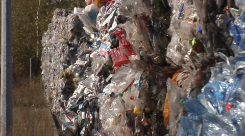 Material Recovery Facility. Sorted plastic waste ready for reprocessing Stock-Footage 61526582