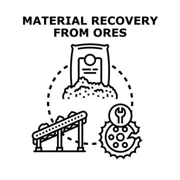 Material recovery from ores industrial processing concept Stock Illustration